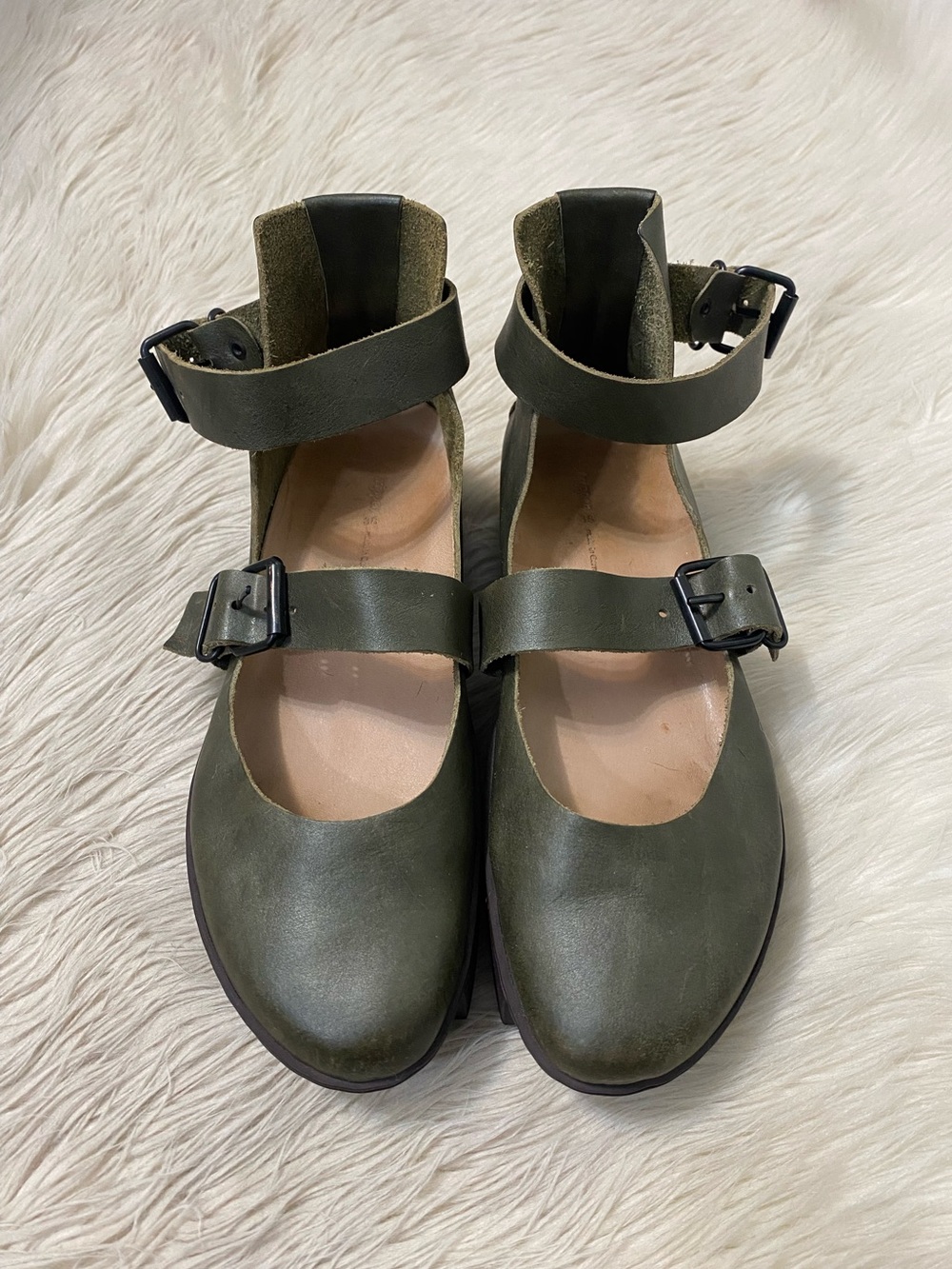 Trippen Moholy Olive Green Leather Box Sole Platform Buckle Strap Shoes 38 US 7 - Picture 3 of 10